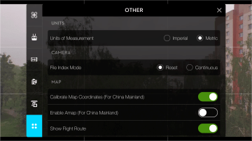 DJI Pilot - ostatni nastaveni
