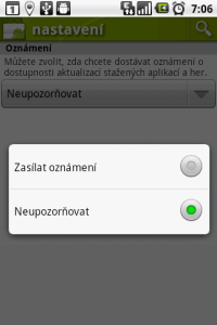 Vypněte oznamování aktualizací z Android Marketu