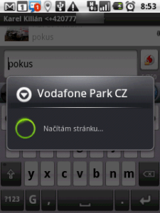 Odeslání zprávy přes Vodafone Park