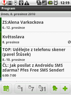 Kalendář v režimu agendy