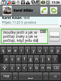 Klávesnice Android na výšku
