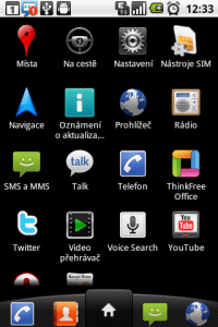 Aplikace v telefonu LG Optimus One