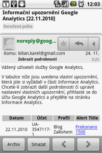 E-amilová zpráva v poslední verzi GMailu