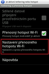 Konfigurace hotspotu Wi-Fi