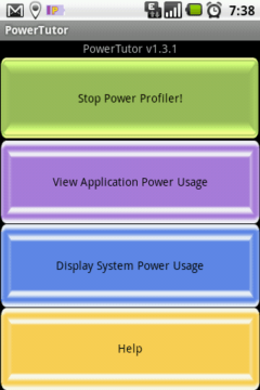 Hlavní okno aplikace PowerTutor