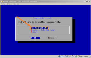 Vyberte spuštění Androidu-x86