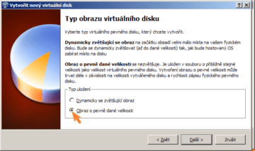 Vyberte, jaký disk chcete vytvořit