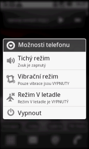 Dlouhým stiskem tlačítka vyvoláte nabídku režimů