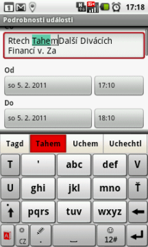 Klávesnice TouchPal v režimu na výšku s maticí 3x4