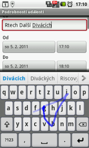 Na klávesnici XT9 je možné psát tahem