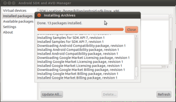Stažení a aktualizace komponent Android SDK