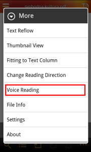 Volba hlasového čtení