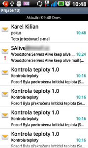 Aplikace E-mail-seznam doručených zpráv