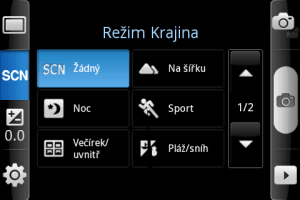 Nabídka scénických režimů