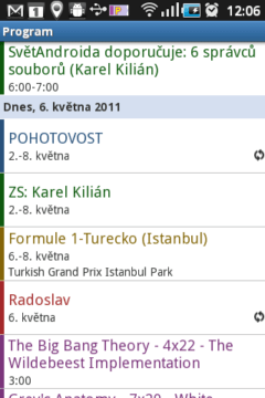 Kalendář v režimu agendy