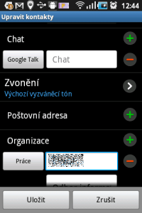 Vyzvánění lze nastavit přímo v možnostech kontaktu
