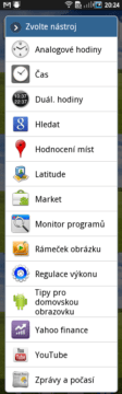 Kompletní sada výchozích widgetů