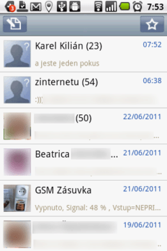 Handcent SMS-seznam konverzací