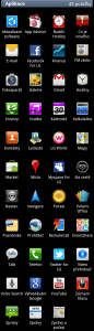 Seznam aplikací nainstalovaných v LG Optimus Black
