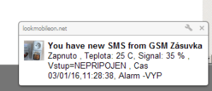 Oznámení na ploše o příchozí SMS