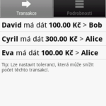 vyrovnani dluhu transakce