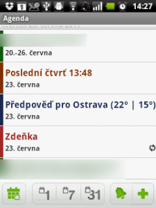 Kalendář v režimu agendy