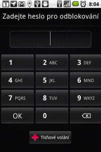 Pokud bude chtít s telefonem někdo pracovat, bude požádán o vložení PINu.