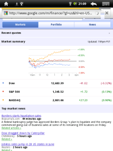 Ikona Finance otevírá stránku na Google