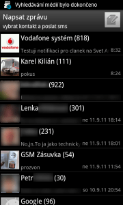 Free SMS Sender: Seznam konverzací