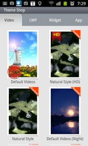 Jestliže se vám nelíbí výchozí animace, lze z Android Marketu doinstalovat další témata