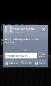 GO SMS Pro: Notifikační okno