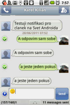 Handcent SMS: Konverzace a editor