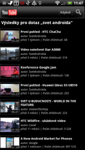 V nabídce samozřejmě nechybí přehrávač Youtube s funkcemi pro vyhledávání a komentování videí