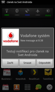 SMS Popup: Notifikační okno