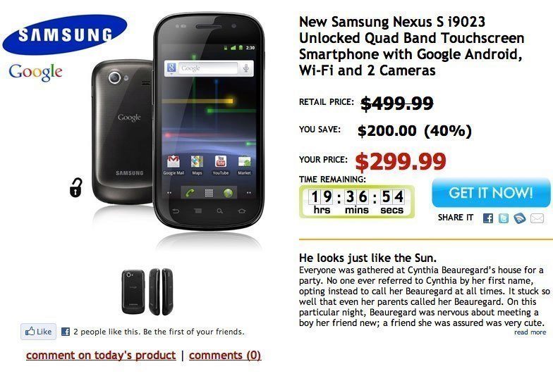 Samsung Nexus S za $299