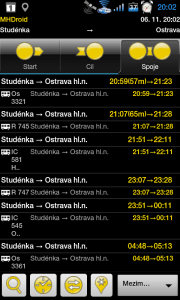 MHDroid Jízdní řády MHD