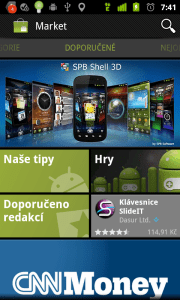 Nechybí Android Market, ve kterém najdete nepřeberné množství programů