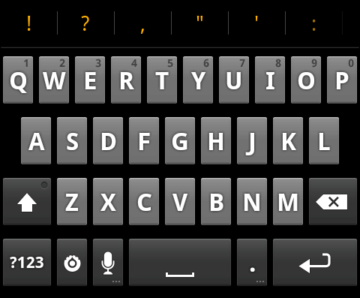 Klávesnice Android na výšku