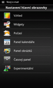 Možnosti nastavení hlavní obrazovky