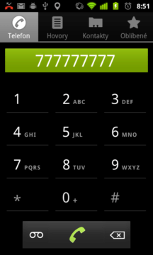 Sekce Telefon nabízí pouze číselník