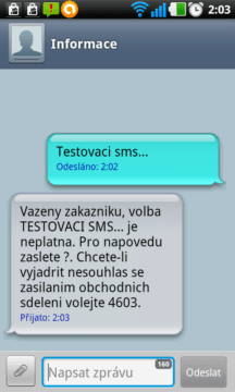Ukázka SMS konverzace Ukázka SMS konverzace