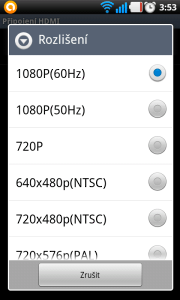 Volby HDMI rozlišení
