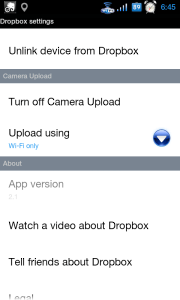Dropbox pro Android s automatickým nahráváním fotek a videí
