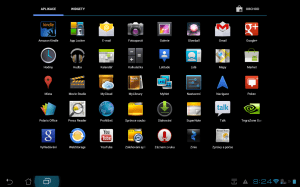Seznam všech aplikací v Asus Transformer Prime