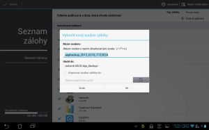 Zálohování dokáže zálohovat nainstalované aplikace