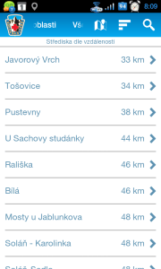 Seznam lyžařských středisek podle vzdálenosti od aktuální polohy