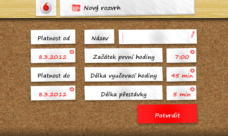 Vytvoření rozvrhu