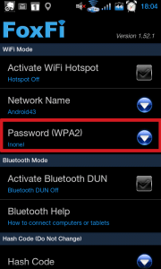 Pod položkou Password (WPA2) můžete nastavit heslo.