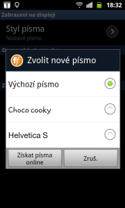 Pokud by se vám nelíbil výchozí font, můžete přepnout na Choco cooky a Helvetica S.