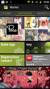 Před aktualizací je ještě v telefonu klasický Android Market